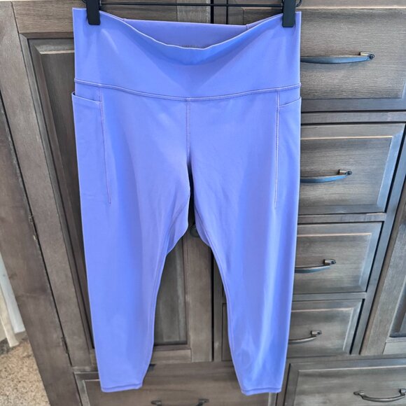 Athleta Transcend Stash Tight Leggings Purple Periwinkle L High Rise 7/8 Length - Picture 6 of 8